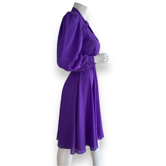 MS CHAUS DEEP PURPLE LONG SLEEVE SHIRT DRESS. WOMEN’S SIZE 4 PETITTE - Picture 3 of 7